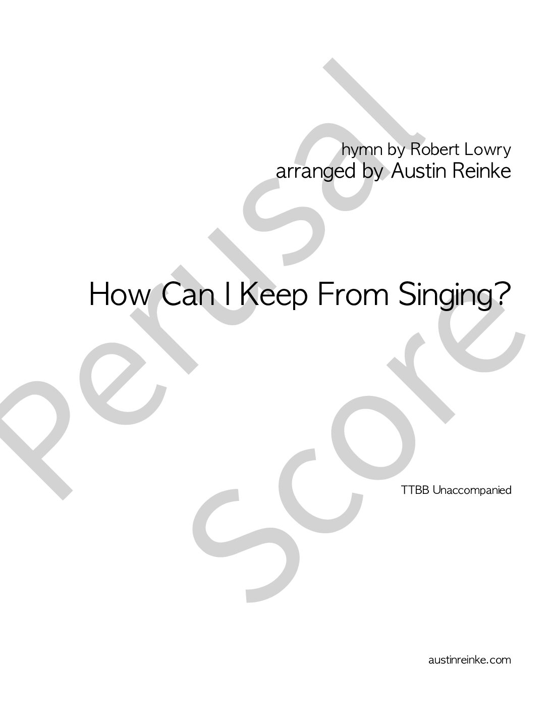 How Can I Keep From Singing?